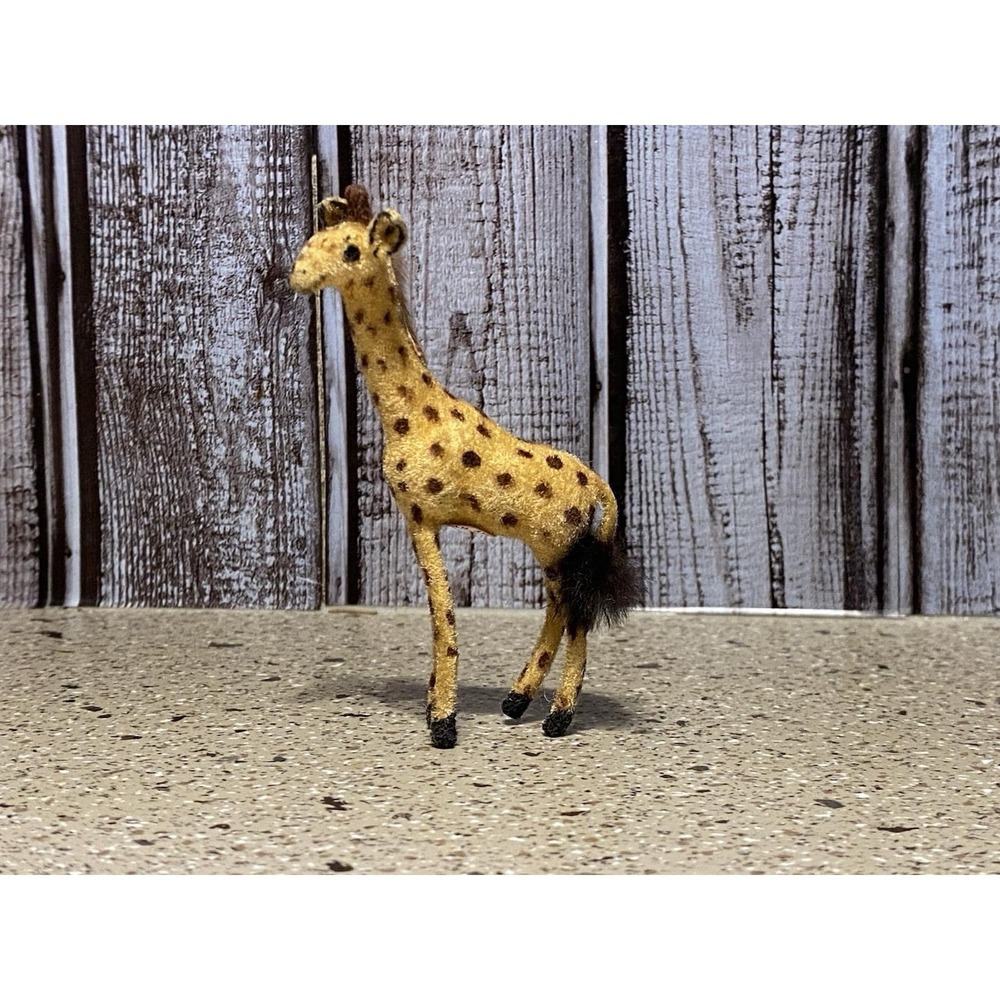 Vintage Kunstlerschutz Giraffe Animal Figurine Flocked West Germany 1950's Rare